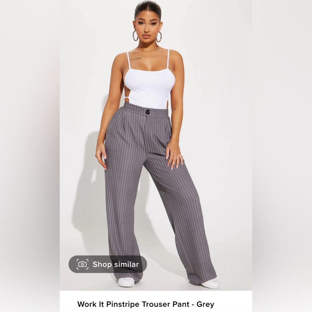 Pinstripe Trouser Pants - Grey